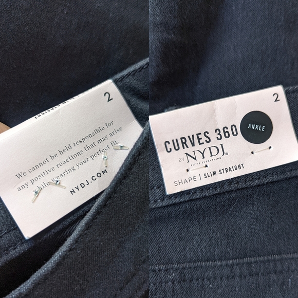 NYDJ Curves 360 Black Studded Shaping Slim Straight Ankle Length Jeans Size 2 - Picture 10 of 12